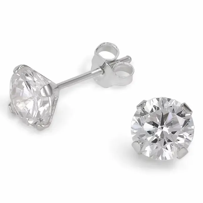8 mm zirkon øreringe i sølv