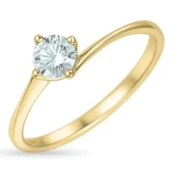 5,0 mm zirkon solitairering i 9 karat guld