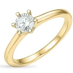 6,0 mm zirkon solitairering i 9 karat guld