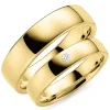 6 og 5 mm diamant vielsesringe i 9 karat guld - sæt