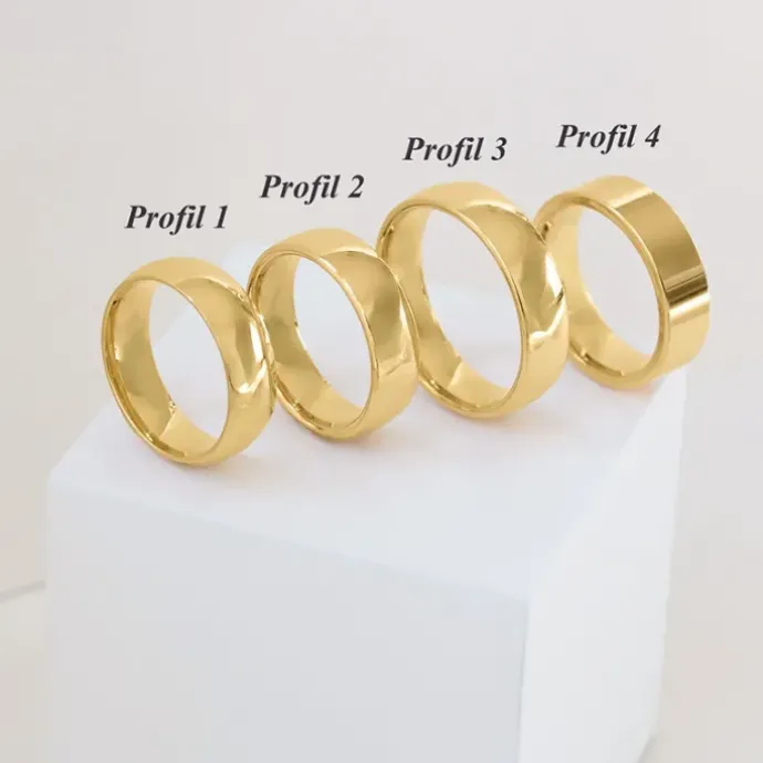 6 og 4 mm diamant vielsesringe i 9 karat guld - sæt