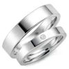 5 og 3 mm diamant vielsesringe i 9 karat hvidguld - sæt