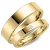 6 og 3 mm diamant vielsesringe i 9 karat guld - sæt