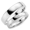 5 og 4 mm diamant vielsesringe i 9 karat hvidguld - sæt