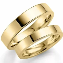 5 og 4 mm vielsesringe i 9 karat guld - sæt