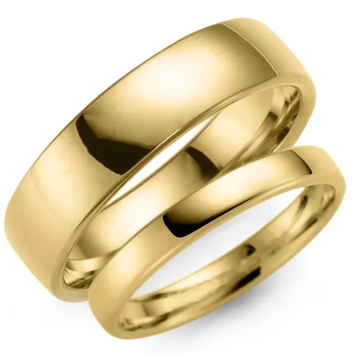 5 og 3 mm vielsesringe i 14 karat guld - sæt