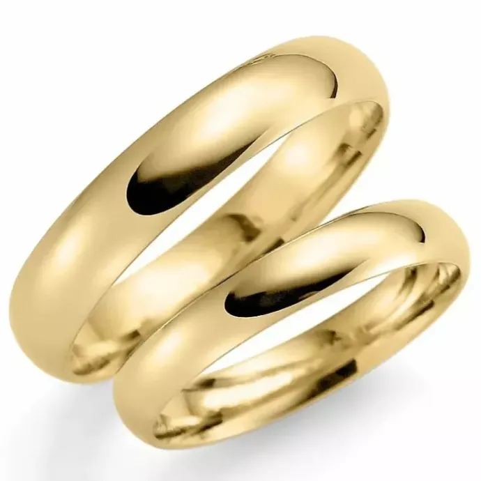 5 og 3 mm vielsesringe i 14 karat guld - sæt