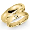 5 og 4 mm vielsesringe i 9 karat guld 0,03 ct - sæt