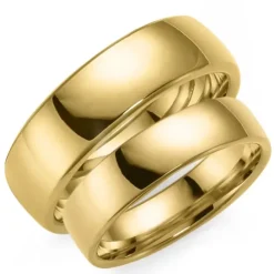 6 og 5 mm vielsesringe i 9 karat guld - sæt