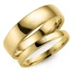 5 og 3 mm vielsesringe i 9 karat guld 0,02 ct - sæt
