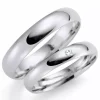 4 og 3 mm vielsesringe i 9 karat hvidguld 0,02 ct - sæt