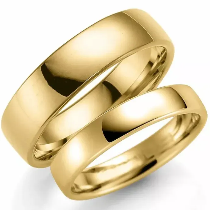 6 og 4 mm vielsesringe i 9 karat guld - sæt