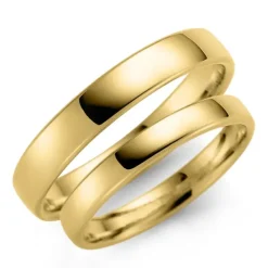 4 og 3 mm vielsesringe i 9 karat guld - sæt