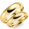 6 og 3 mm vielsesringe i 9 karat guld 0,02 ct - sæt
