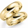 5 og 4 mm vielsesringe i 9 karat guld 0,03 ct ct - sæt