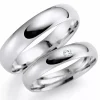 5 og 4 mm vielsesringe i 14 karat hvidguld 0,03 ct - sæt