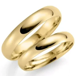 4 og 3 mm vielsesringe i 9 karat guld - sæt