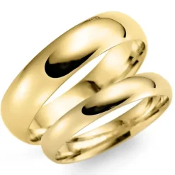 6 og 3 mm vielsesringe i 14 karat guld - sæt