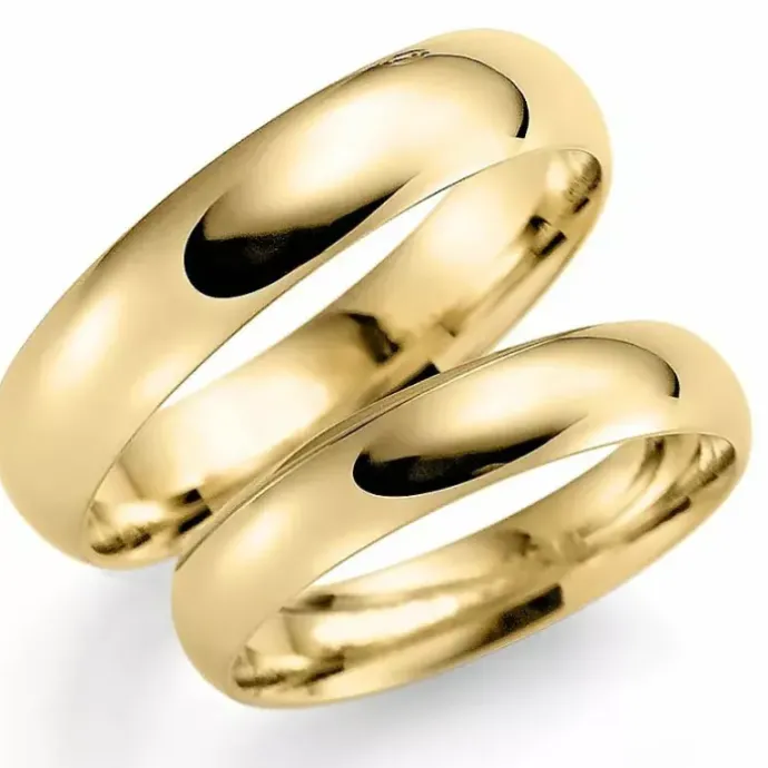 5 og 4 mm vielsesringe i 14 karat guld - sæt