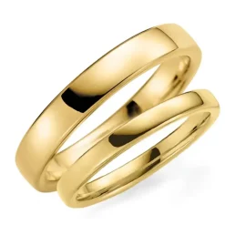 4 og 3 mm vielsesringe i 9 karat guld - sæt