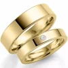 6 og 4 mm vielsesringe i 9 karat guld 0,03 ct - sæt