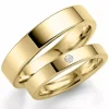 4 og 3 mm vielsesringe i 9 karat guld 0,02 ct - sæt