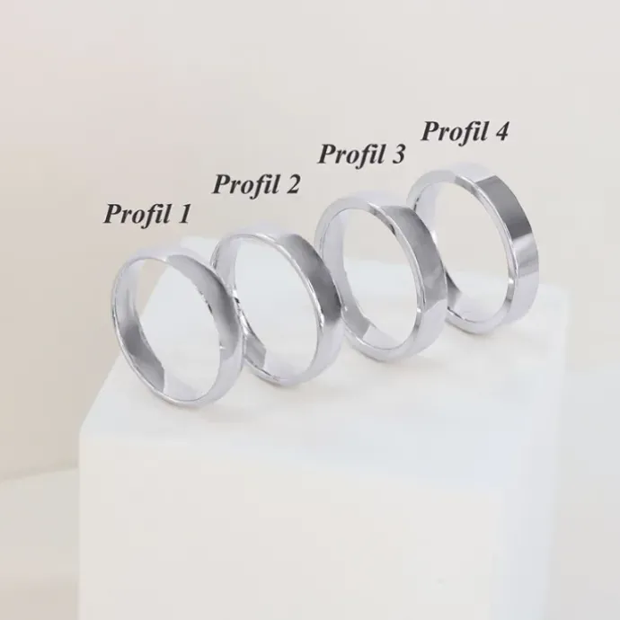 4 og 3 mm vielsesringe i 14 karat hvidguld 0,02 ct - sæt
