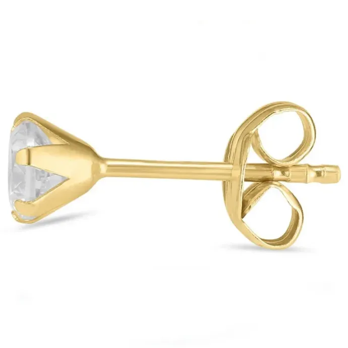1/2 par 4 mm ørestikker i 9 karat guld med zirkon