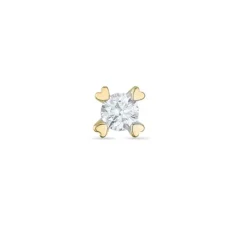1 x 0,08 ct diamant solitaireørestik i 14 karat guld med diamant