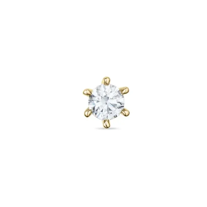 1 x 0,11 ct diamant solitaireørestik i 14 karat guld med diamant