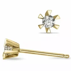 2 x 0,05 ct Kampagne - diamant solitaireørestikker i 14 karat guld med diamant