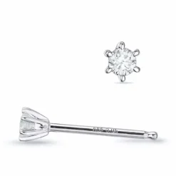 2 x 0,05 ct Kampagne - solitaireørestikker i 14 karat hvidguld med diamant