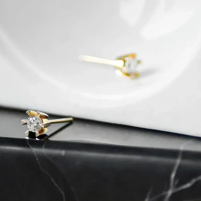 2 x 0,20 ct lab grown diamant solitaireørestikker i 14 karat guld med lab grown diamant