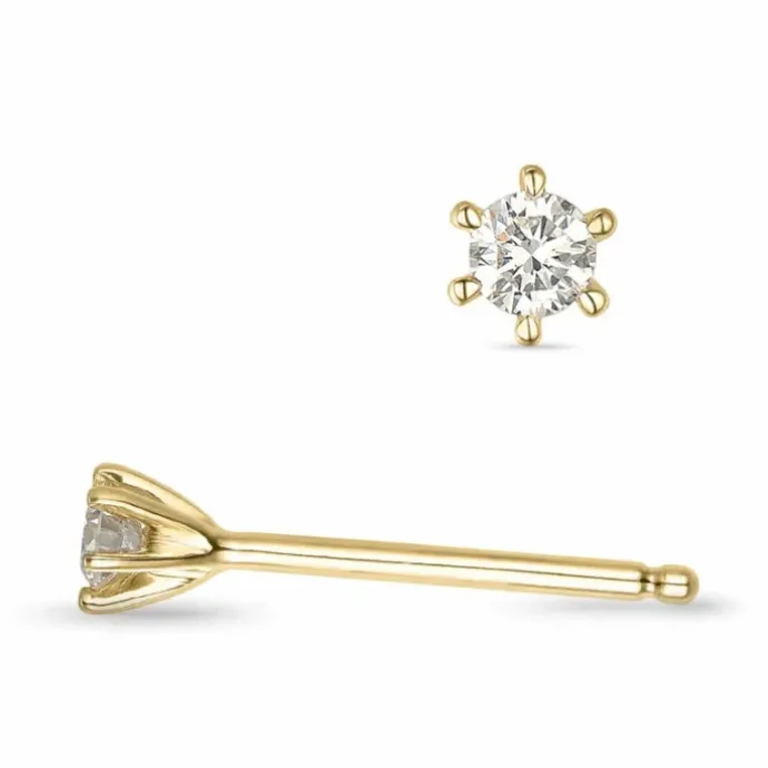 2 x 0,05 ct lab grown diamant solitaireørestikker i 14 karat guld med lab grown diamant