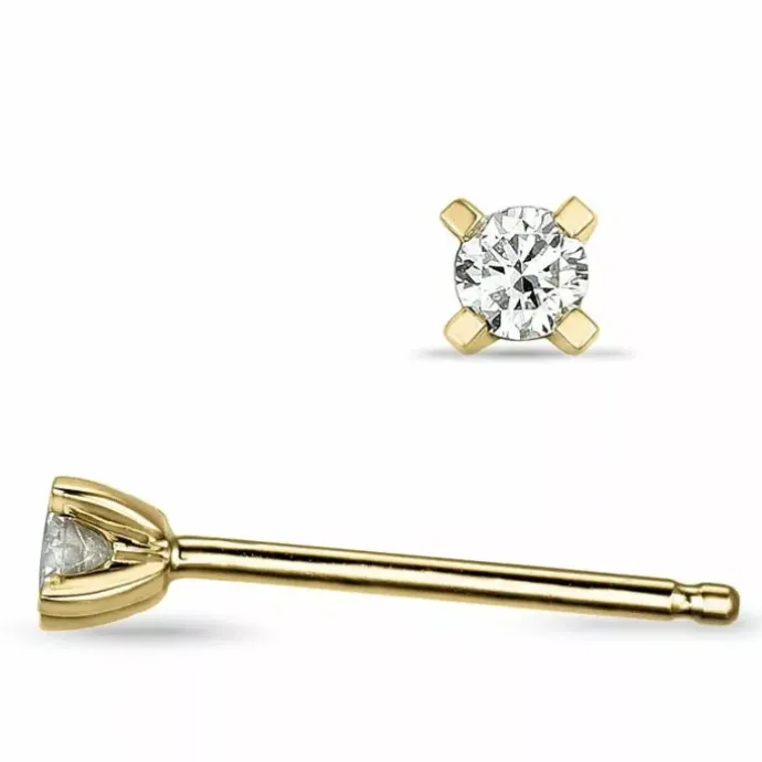 2 x 0,05 ct lab grown diamant solitaireørestikker i 14 karat guld med lab grown diamant