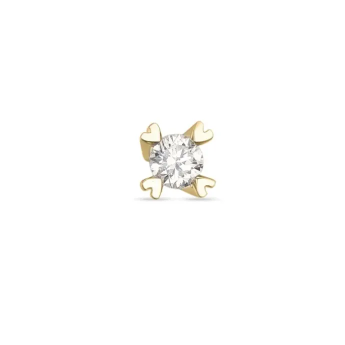 1 x 0,05 ct solitaireørestik i 14 karat guld med diamant