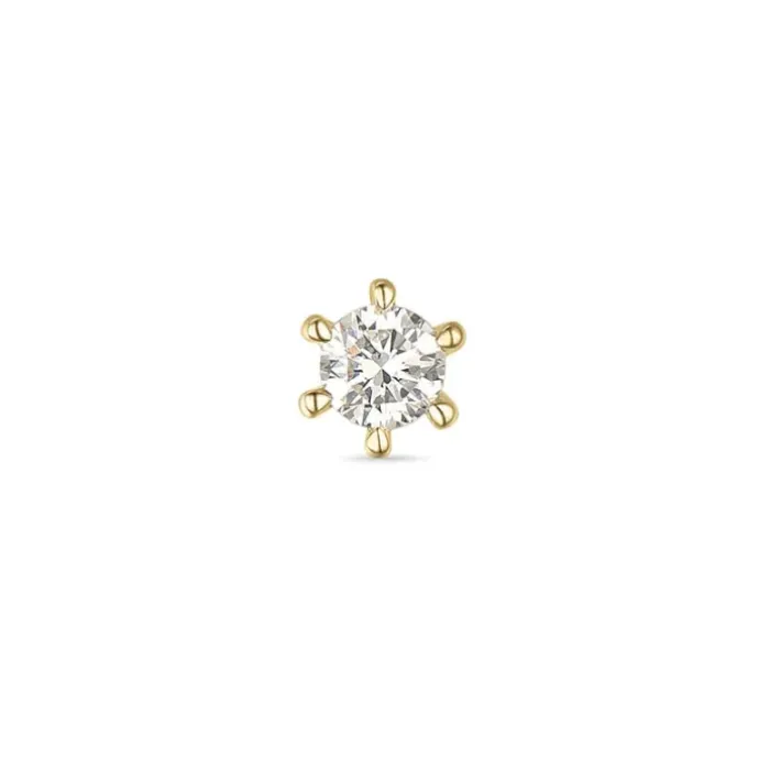 1 x 0,05 ct solitaireørestik i 14 karat guld med diamant