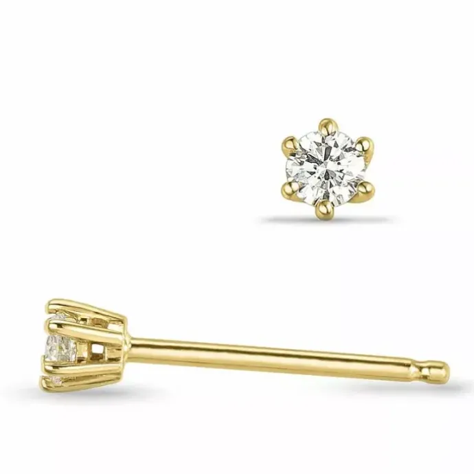 2 x 0,05 ct solitaireørestikker i 14 karat guld med diamant