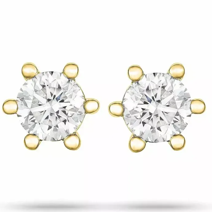 2 x 0,25 ct solitaireørestikker i 14 karat guld med diamant