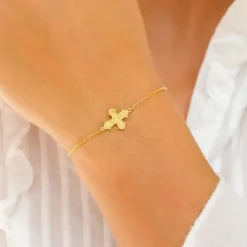 12 x 10,5 mm dagmarkors ankerarmbånd i forgyldt sølv