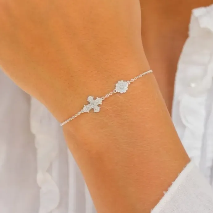 10 x 8,5 mm dagmarkors armbånd i sølv