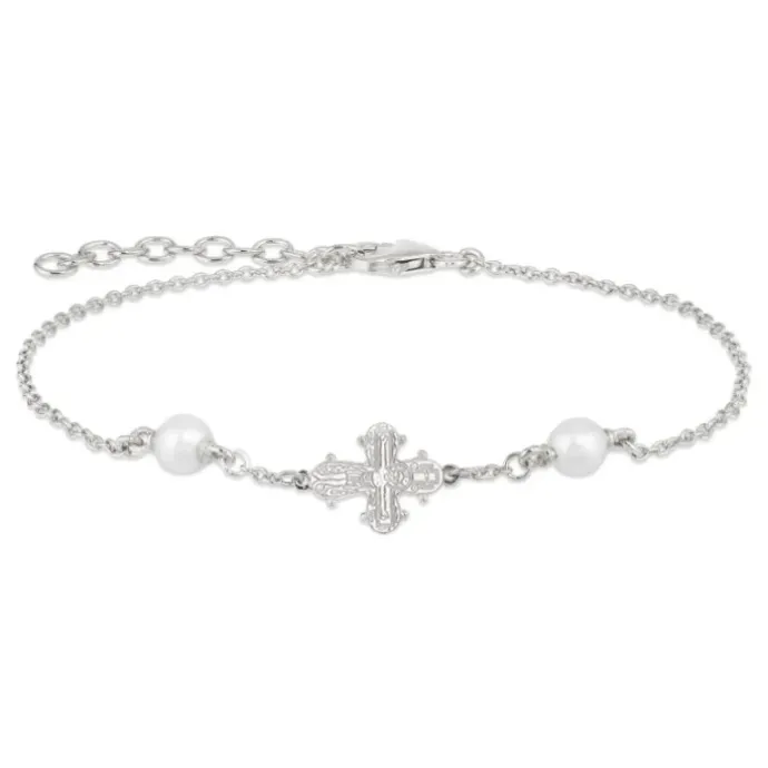 10 x 8,5 mm dagmarkors perle armbånd i sølv