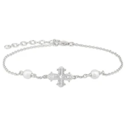 12 x 10,5 mm dagmarkors perle armbånd i sølv
