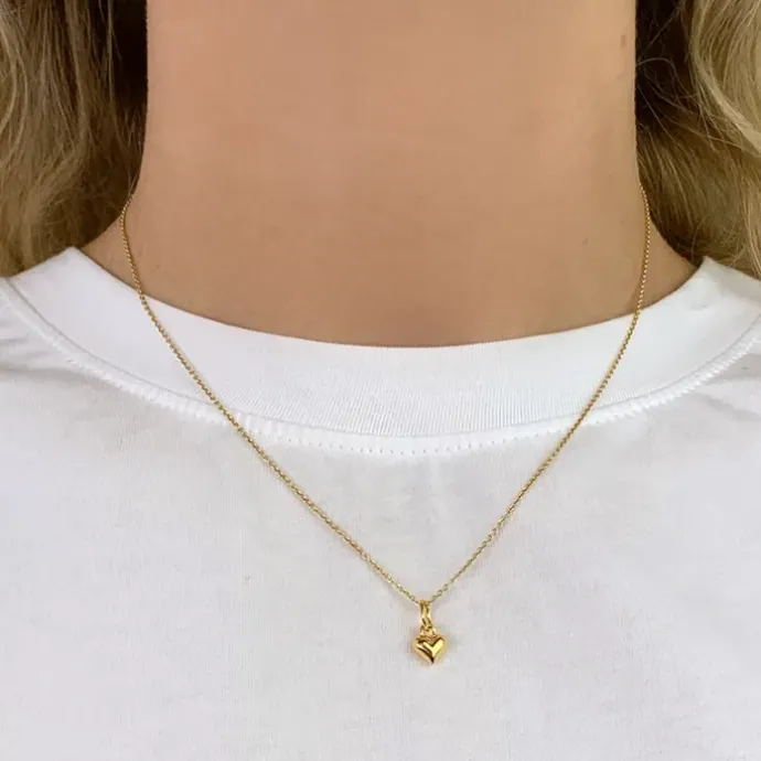 6 x 7 mm hjerte vedhæng i forgyldt sølv