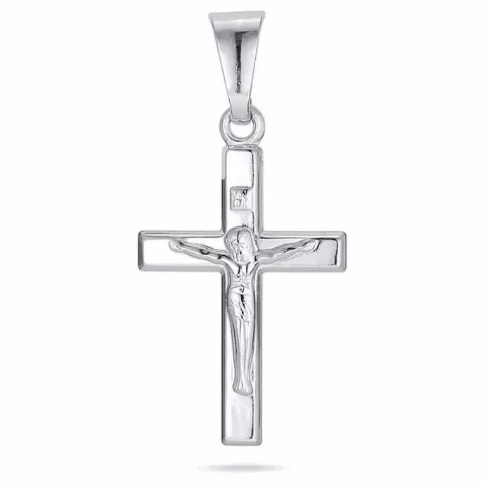 19 x 11 MM kors med jesus vedhæng i sølv