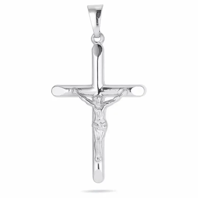 30 x 18 MM kors med jesus vedhæng i sølv