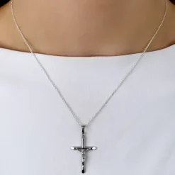 30 x 18 MM kors med jesus vedhæng i sølv