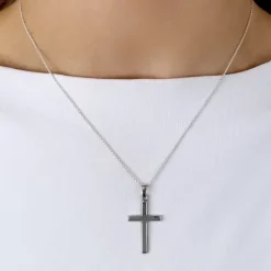28 x 16 MM kors vedhæng i sølv