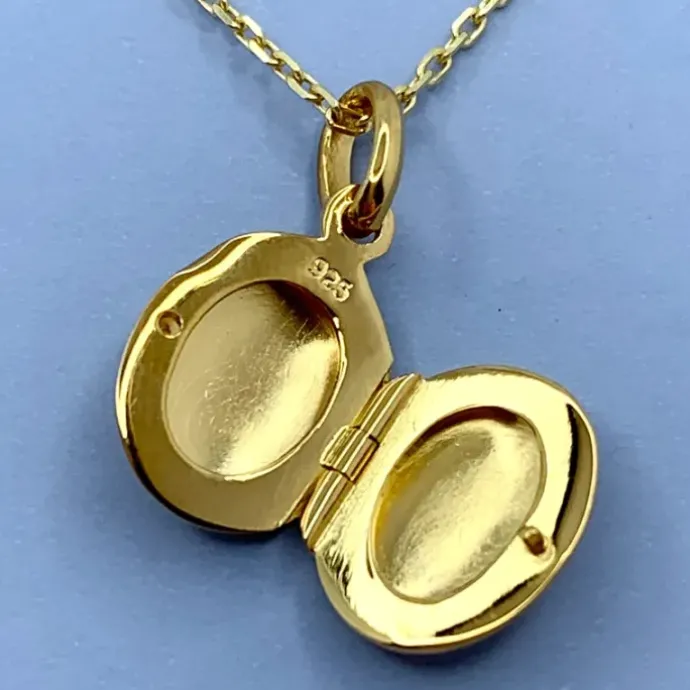 12 x 13 mm medaljon i forgyldt sølv