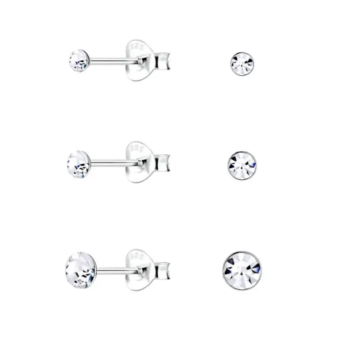 2 x 3 x 4 mm ørestikker i sølv